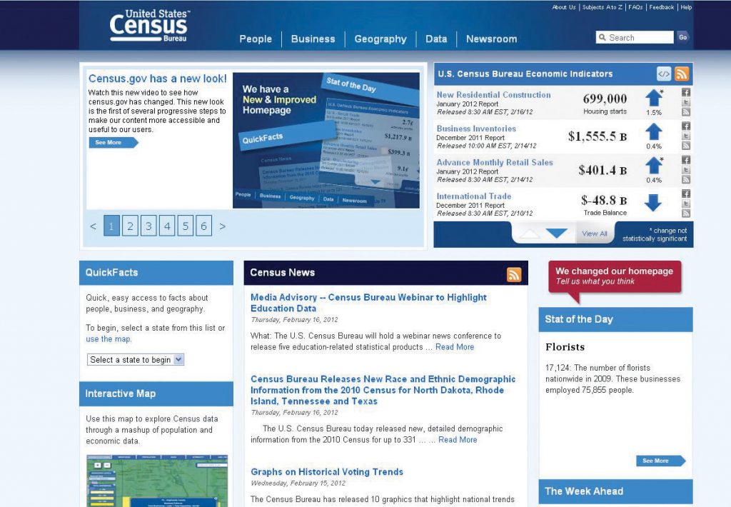 US Census web page