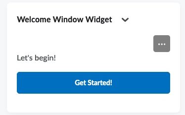 welcome widget with get started button