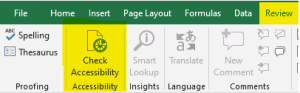 Shows Accessibility Checker in the ribbon.