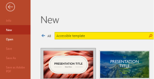 Shows where to add Accessible Templates.