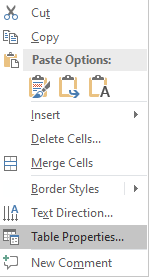 Table Properties