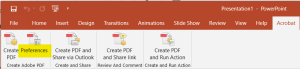 Shows Acrobat PDF Maker in Office with Preference.
