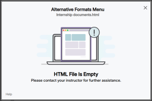The message “HTML file is not available” appears when Panorama fails to generate alternative formats for a document.