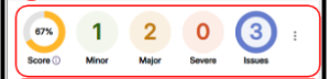 The panel displays the document’s accessibility score along with a list of identified issues.