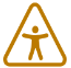 Indicator is shaped like a Yellow triangle and the global accessibility icon inside the shape.