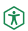 Indicator is shaped like a green hexagon and the global accessibility icon inside the shape.