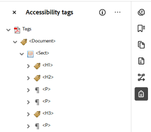 Structured headings in hierarchical order in PDF document