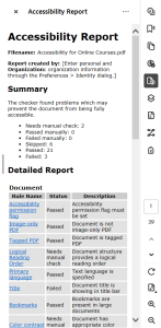 Open the Accessibility Checker summary in the right-hand corner.