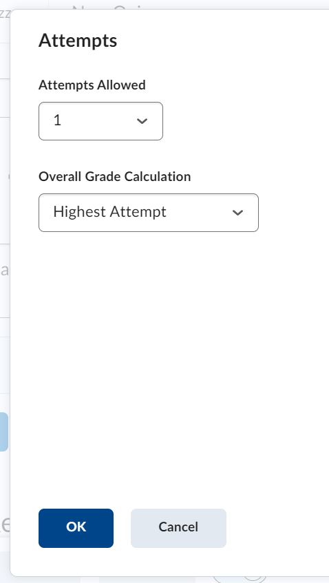 The setting the number of Quiz attempts.