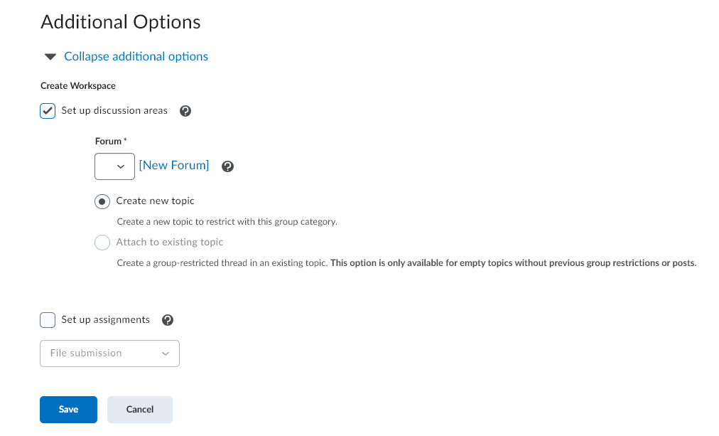 A Group discussion option on Groups Category page.
