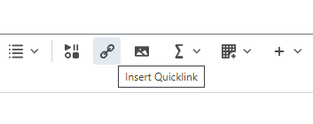 The Quicklink button in the HTML editor.