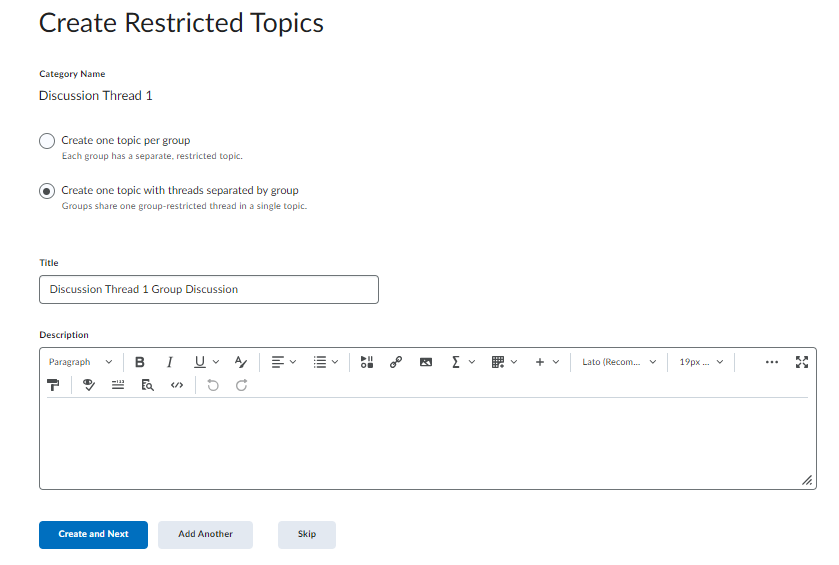 Restricted topics in the Groups Tool.