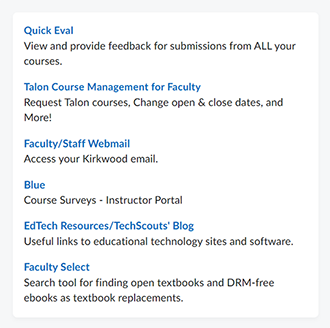 Talon Course Management for Faculty link.