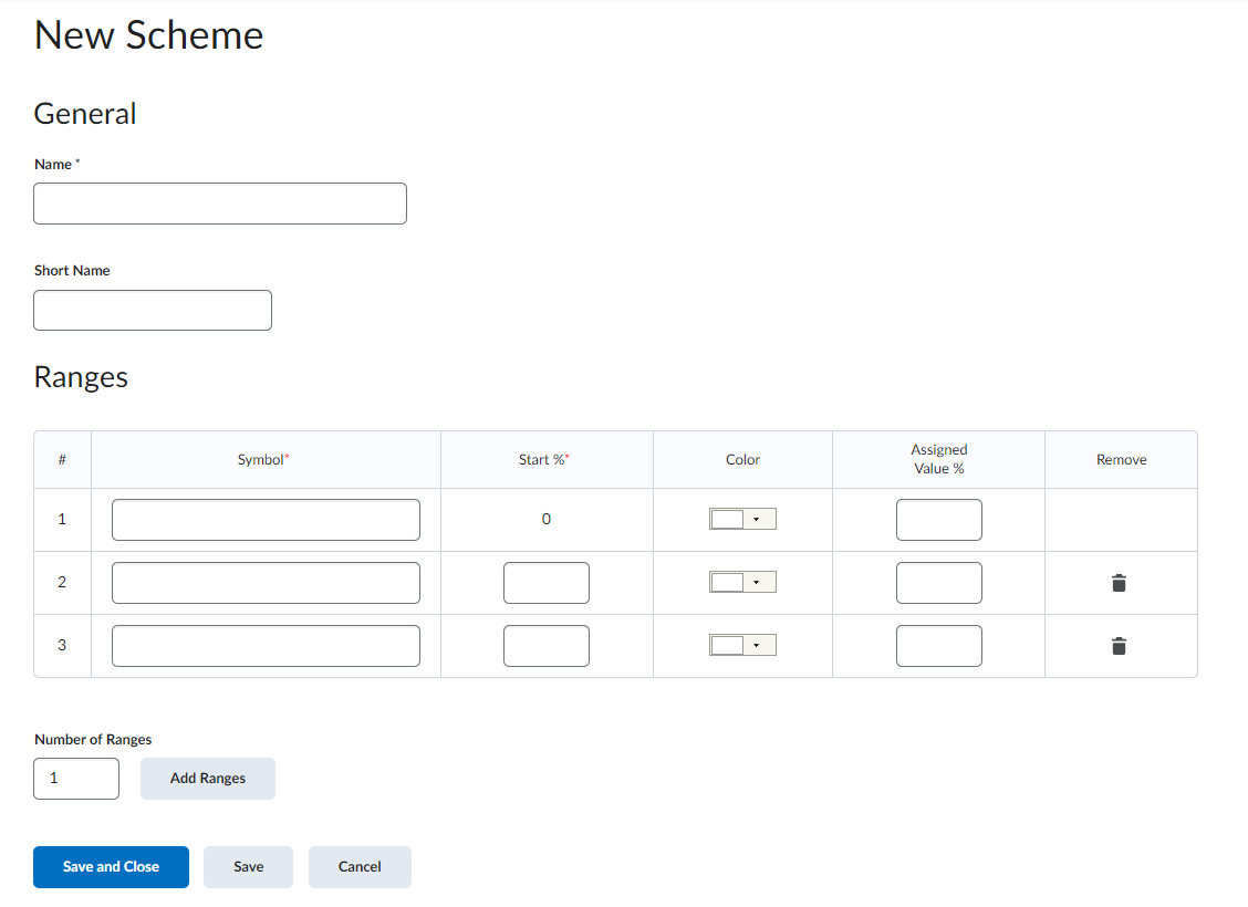 A new grade scheme menu.