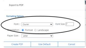 This is the formatting that needs to be entered for all areas of the RFAL to show in a PDF. Found needs to be Courier, size 7 and the orientation of the document needs to be portrait.