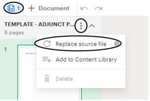 This is where a PandaDoc user would click to 'Replace Source File'.