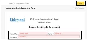 Click Start to begin filling out the required fields in the form. It will then prompt you to each field as you work through the form.