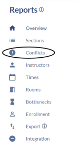 Click 'Conflicts' to generate a list of sections with conflicts to update.