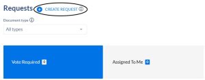 Select Create Request to start a Rule Exception Request from the Requests dashboard.