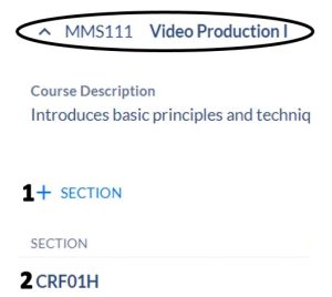 Select the course you wish to add a section to, or the section you wish to edit.