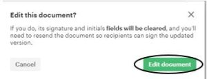 When the box generates, select "Edit document."