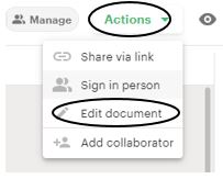 Within the document, select Actions and Edit Document.