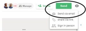 When edits are completed, select the green "Send" button and click Send via email.