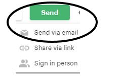 Click "Send" and then "Send via email" to send the document to the faculty member.