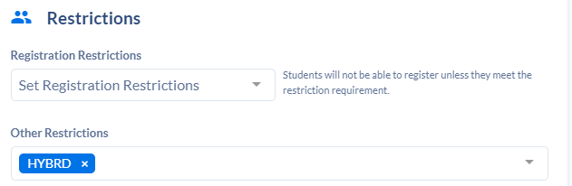 Restrictions section of the Section Template.