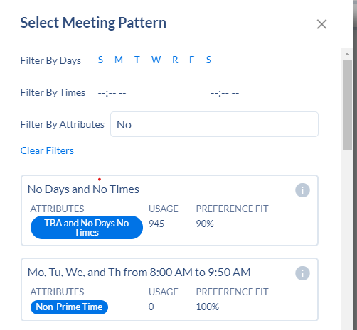 Room Assignment section of the Section Template.