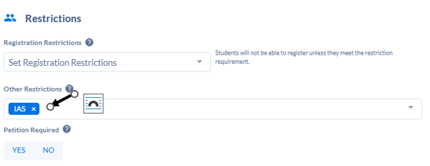 Restrictions section of Coursedog template.