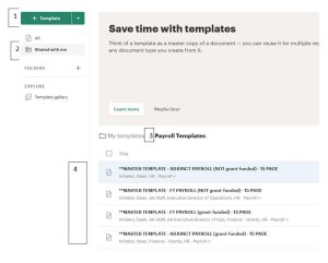 steps to accessing shared payroll templates