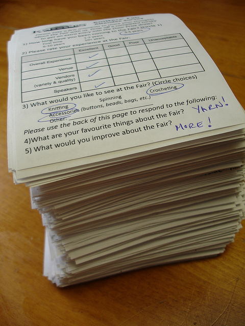 A pile of surveys